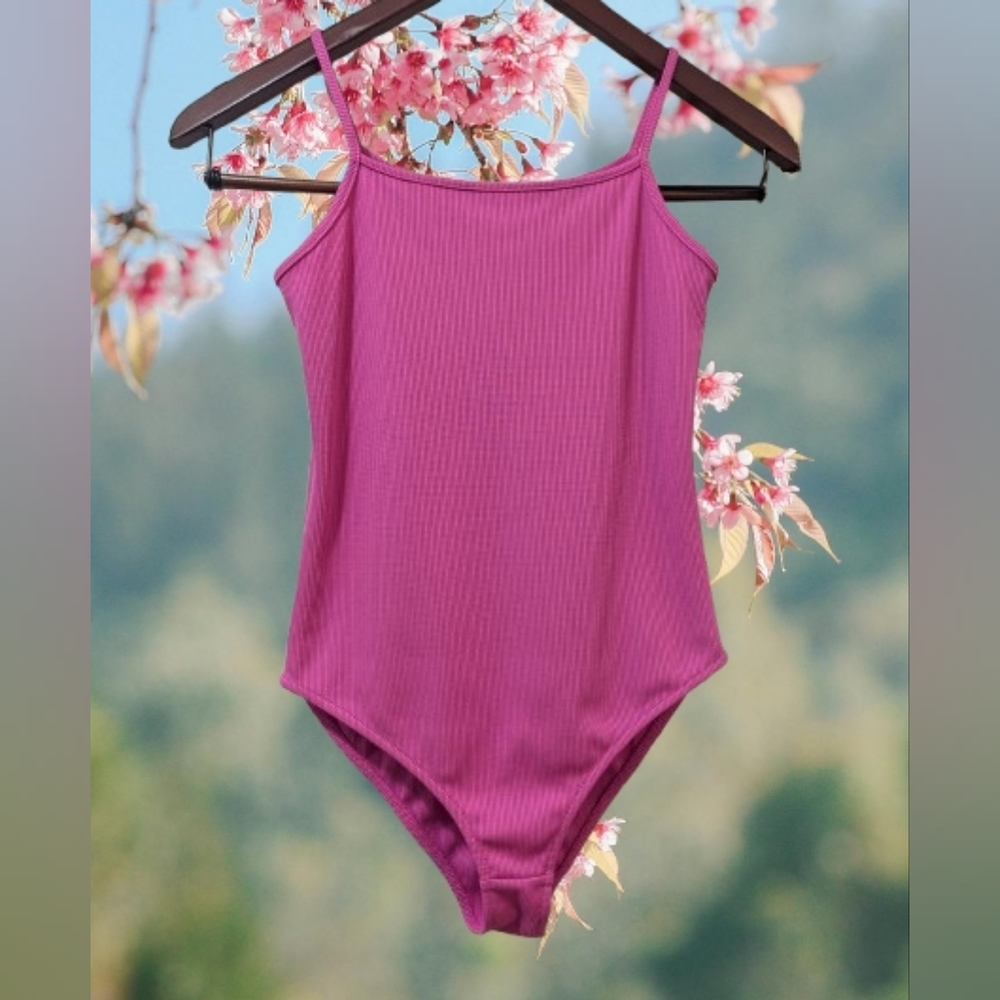 Forever 21 Girl's Pink Ribbed Bodysuit 11/12 Ballet Dance Barbiecore